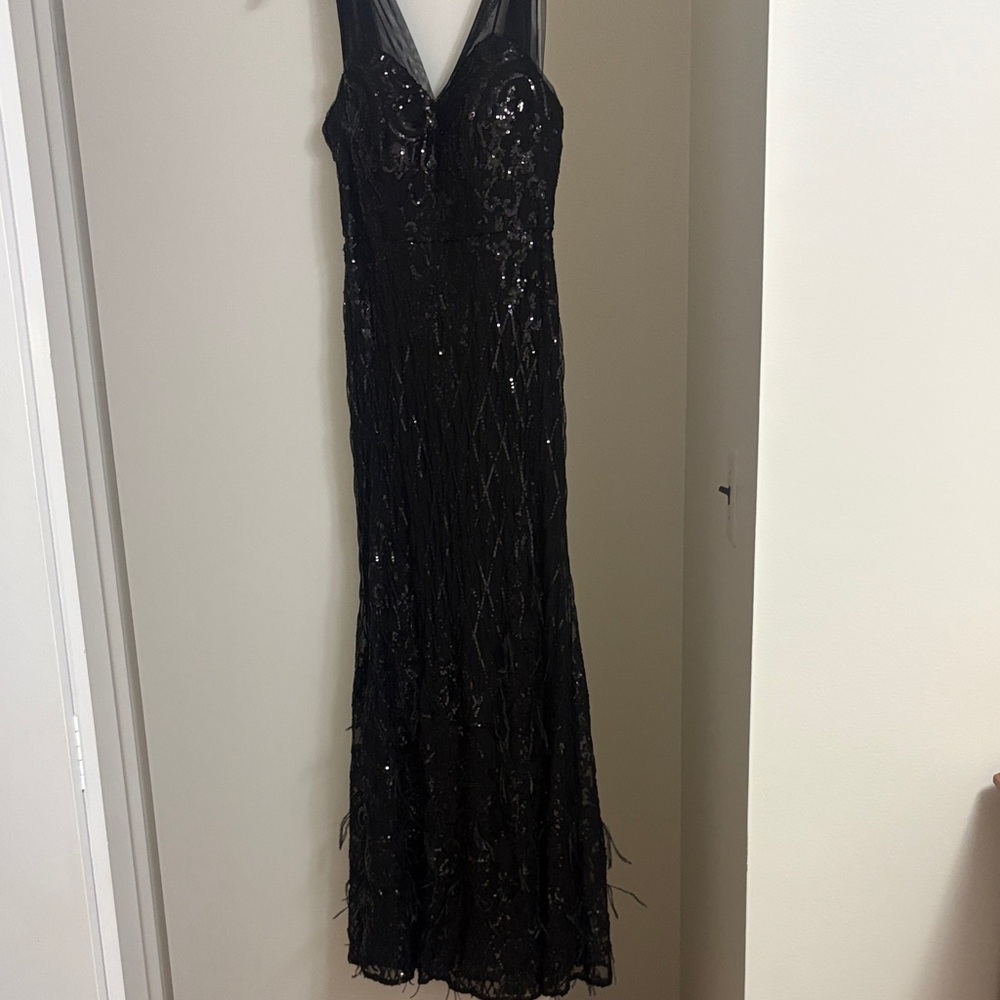 Alex Evenings Black Sequin Maxi Dress